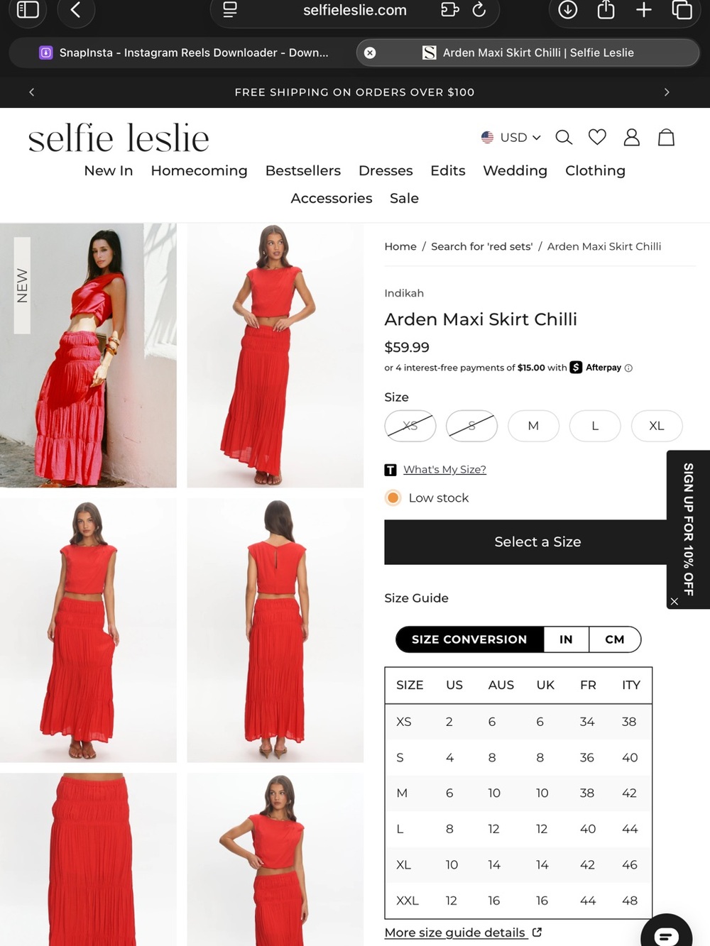 Selfie Leslie Red Maxi Skirt Two-Piece Set - Picture 5 of 5